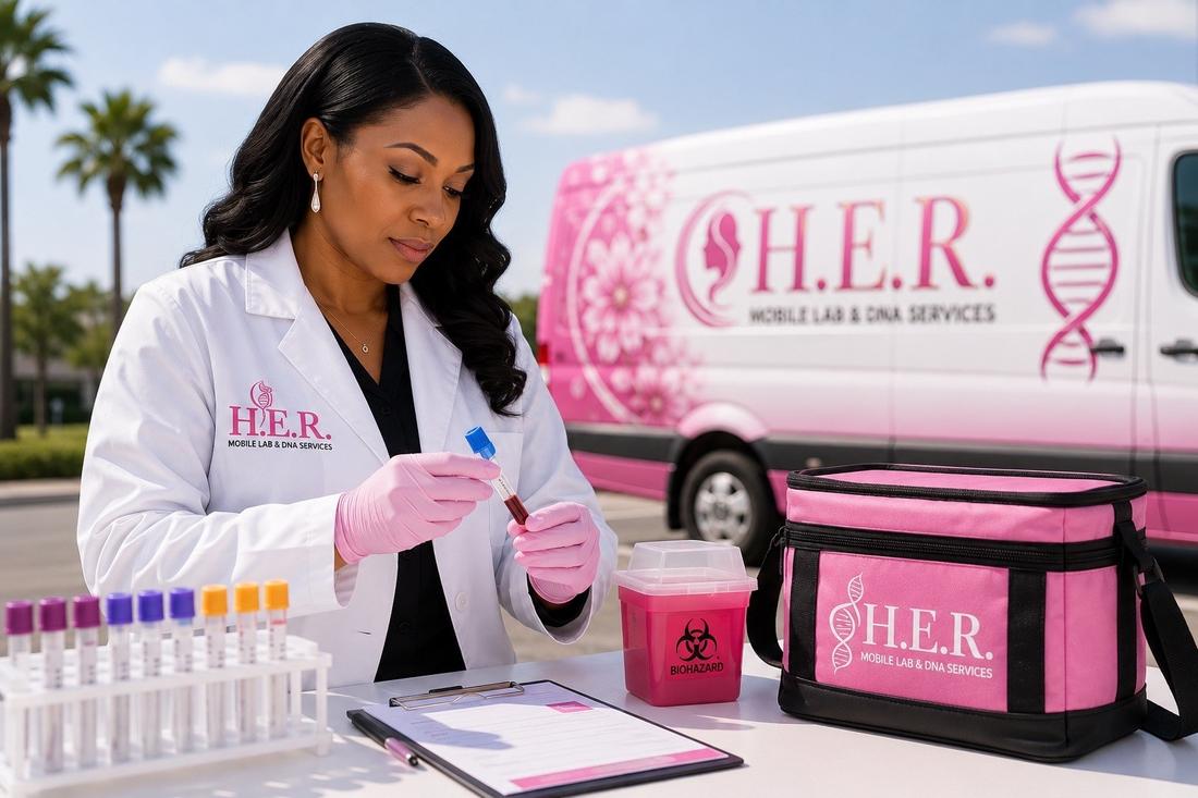 H.E.R. mobile lab van on-site with a technician preparing a sample